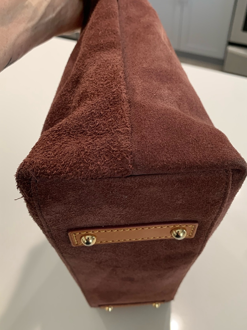Dooney & Bourke Suede Leather Shoulder Hobo Bag, Brown Wine Slouch Tan Trim - Picture 8 of 14